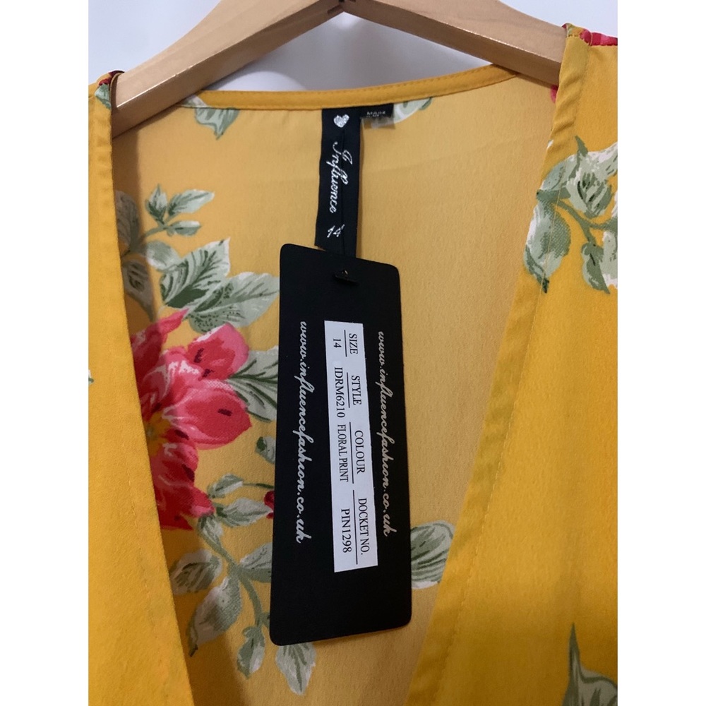 NWT Influence Wrap Dress with Frill Detail in Floral Print (ASOS) - Picture 6 of 7